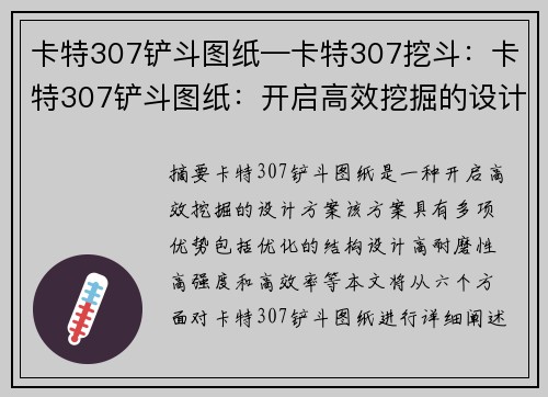 卡特307铲斗图纸—卡特307挖斗：卡特307铲斗图纸：开启高效挖掘的设计方案