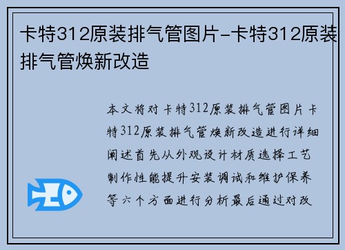 卡特312原装排气管图片-卡特312原装排气管焕新改造